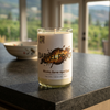 Barrel Proof candle on a charcoal stone kitchen island